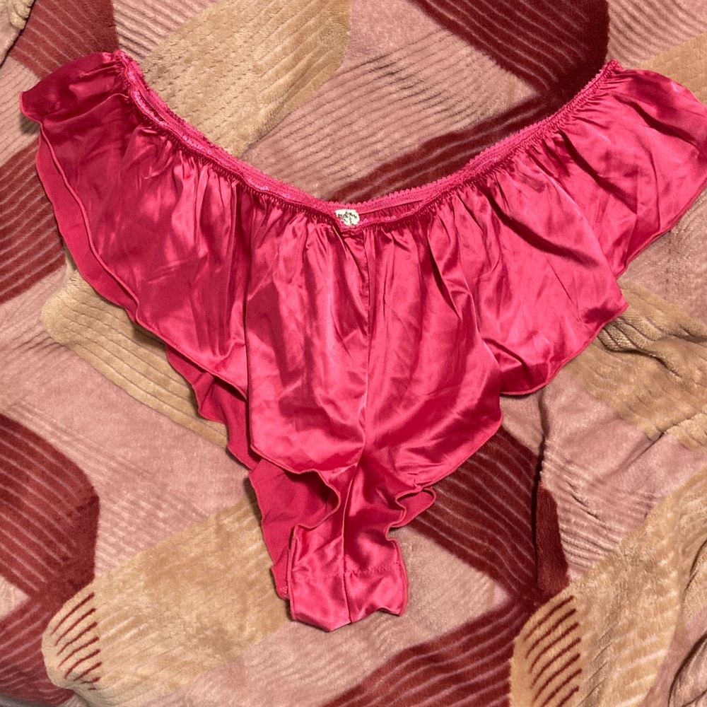 Free People Satin Ruffle Panties in Deep Pink